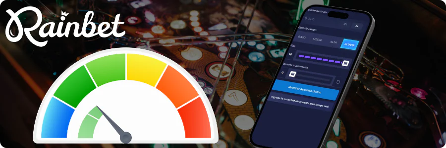 Rainbet Plinko niveles de riesgo bajo medio y alto con multiplicadores