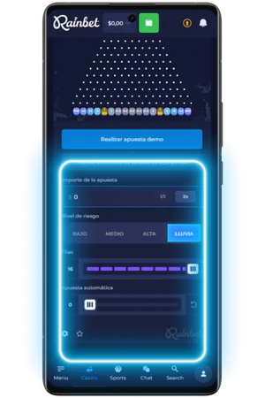 Configuración de filas y apuesta antes de soltar la bola