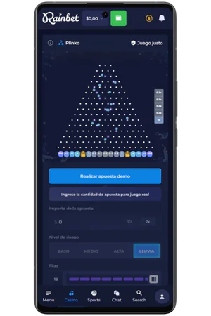 Pantalla de inicio de una ronda en el tablero de Plinko